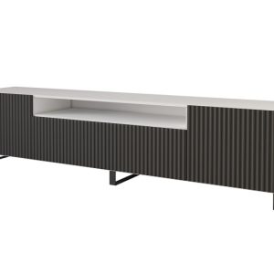 Szafka RTV z frezowanymi frontami stojąca NOA-2-S – 200x53x41 cm – Czarny 644141 Szafka RTV z frezowanymi frontami stojąca NOA-2-S – 200x53x41 cm – Czarny 644141