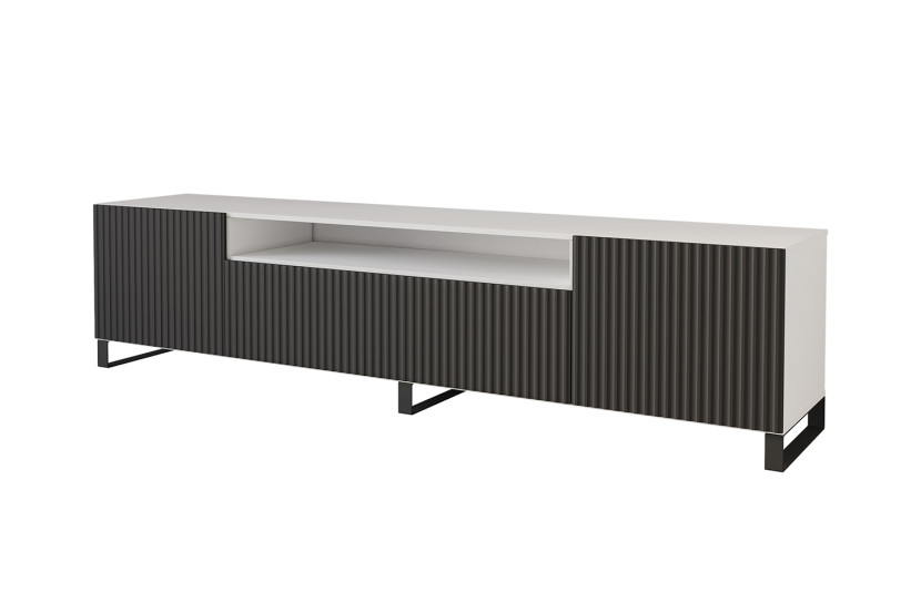 Szafka RTV z frezowanymi frontami stojąca NOA-2-S - 200x53x41 cm - Czarny 644141