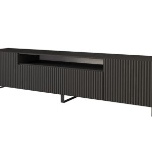 Szafka RTV z frezowanymi frontami stojąca NOA-2-S – 200x53x41 cm – Czarny 644264 Szafka RTV z frezowanymi frontami stojąca NOA-2-S – 200x53x41 cm – Czarny 644264