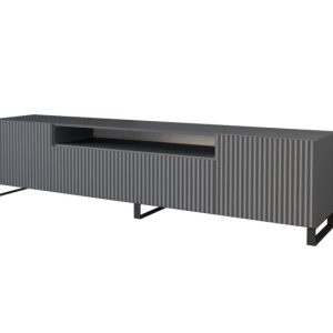Szafka RTV z frezowanymi frontami stojąca NOA-2-S – 200x53x41 cm – Grafit 644136 Szafka RTV z frezowanymi frontami stojąca NOA-2-S – 200x53x41 cm – Grafit 644136