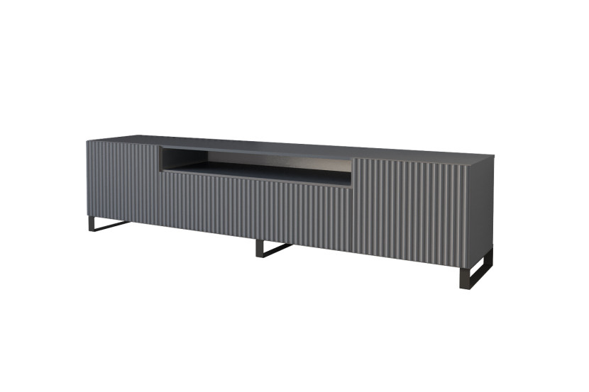 Szafka RTV z frezowanymi frontami stojąca NOA-2-S - 200x53x41 cm - Grafit 644136