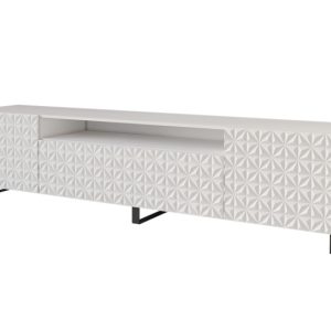 Szafka RTV z frezowanymi frontami stojąca VIRA-S – 200x53x41 cm – Biały 644179 Szafka RTV z frezowanymi frontami stojąca VIRA-S – 200x53x41 cm – Biały 644179