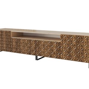 Szafka RTV z frezowanymi frontami stojąca VIRA-S – 200x53x41 cm – Brązowy 644251 Szafka RTV z frezowanymi frontami stojąca VIRA-S – 200x53x41 cm – Brązowy 644251
