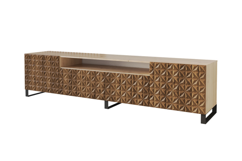 Szafka RTV z frezowanymi frontami stojąca VIRA-S - 200x53x41 cm - Brązowy 644251