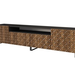 Szafka RTV z frezowanymi frontami stojąca VIRA-S – 200x53x41 cm – Brązowy 644253 Szafka RTV z frezowanymi frontami stojąca VIRA-S – 200x53x41 cm – Brązowy 644253
