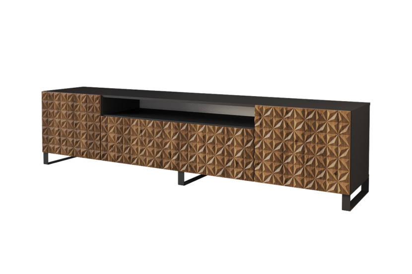 Szafka RTV z frezowanymi frontami stojąca VIRA-S - 200x53x41 cm - Brązowy 644253