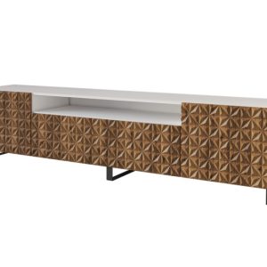 Szafka RTV z frezowanymi frontami stojąca VIRA-S – 200x53x41 cm – Brązowy 644247 Szafka RTV z frezowanymi frontami stojąca VIRA-S – 200x53x41 cm – Brązowy 644247