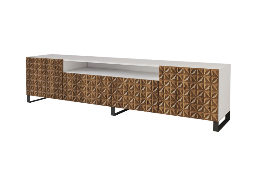 Szafka RTV z frezowanymi frontami stojąca VIRA-S - 200x53x41 cm - Brązowy 644247