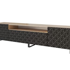 Szafka RTV z frezowanymi frontami stojąca VIRA-S – 200x53x41 cm – Czarny 644193 Szafka RTV z frezowanymi frontami stojąca VIRA-S – 200x53x41 cm – Czarny 644193