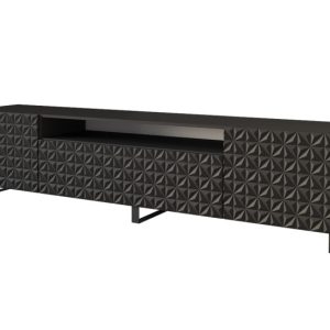 Szafka RTV z frezowanymi frontami stojąca VIRA-S – 200x53x41 cm – Czarny 644200 Szafka RTV z frezowanymi frontami stojąca VIRA-S – 200x53x41 cm – Czarny 644200