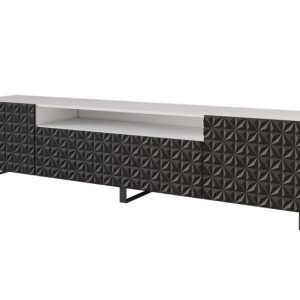 Szafka RTV z frezowanymi frontami stojąca VIRA-S – 200x53x41 cm – Czarny 644164 Szafka RTV z frezowanymi frontami stojąca VIRA-S – 200x53x41 cm – Czarny 644164