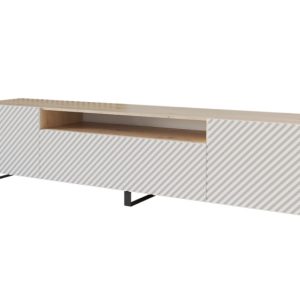 Szafka RTV z frezowanymi frontami stojąca ZENO-S – 200x53x41 cm – Biały 643105 Szafka RTV z frezowanymi frontami stojąca ZENO-S – 200x53x41 cm – Biały 643105