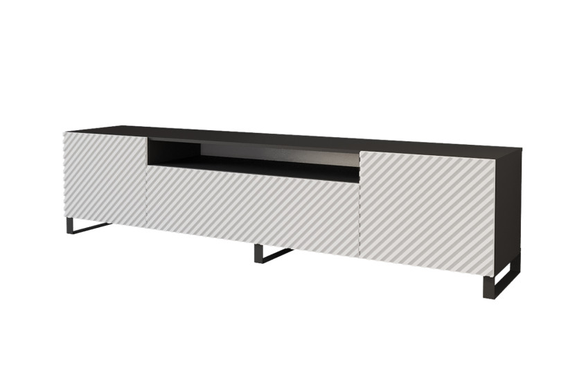 Szafka RTV z frezowanymi frontami stojąca ZENO-S - 200x53x41 cm - Biały 643120