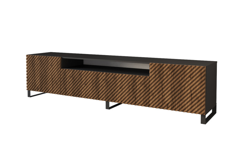 Szafka RTV z frezowanymi frontami stojąca ZENO-S - 200x53x41 cm - Brązowy 643093