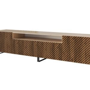 Szafka RTV z frezowanymi frontami stojąca ZENO-S – 200x53x41 cm – Brązowy 643106 Szafka RTV z frezowanymi frontami stojąca ZENO-S – 200x53x41 cm – Brązowy 643106