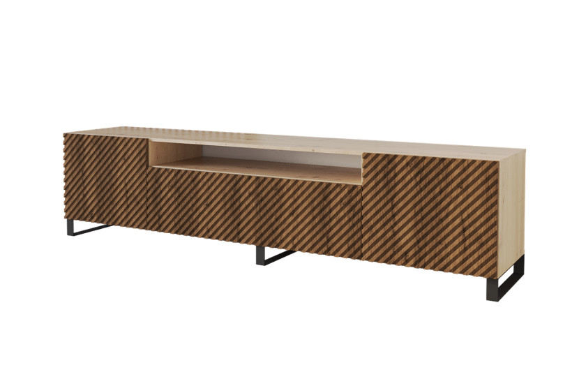 Szafka RTV z frezowanymi frontami stojąca ZENO-S - 200x53x41 cm - Brązowy 643106