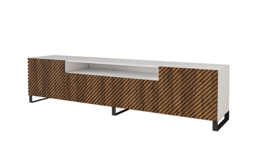 Szafka RTV z frezowanymi frontami stojąca ZENO-S - 200x53x41 cm - Brązowy 643078