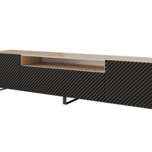 Szafka RTV z frezowanymi frontami stojąca ZENO-S – 200x53x41 cm – Czarny 643080 Szafka RTV z frezowanymi frontami stojąca ZENO-S – 200x53x41 cm – Czarny 643080