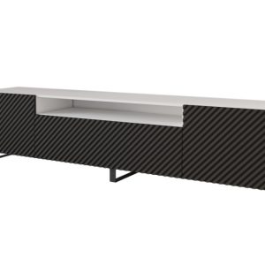 Szafka RTV z frezowanymi frontami stojąca ZENO-S – 200x53x41 cm – Czarny 643124 Szafka RTV z frezowanymi frontami stojąca ZENO-S – 200x53x41 cm – Czarny 643124