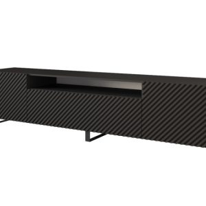 Szafka RTV z frezowanymi frontami stojąca ZENO-S – 200x53x41 cm – Czarny 461581 Szafka RTV z frezowanymi frontami stojąca ZENO-S – 200x53x41 cm – Czarny 461581