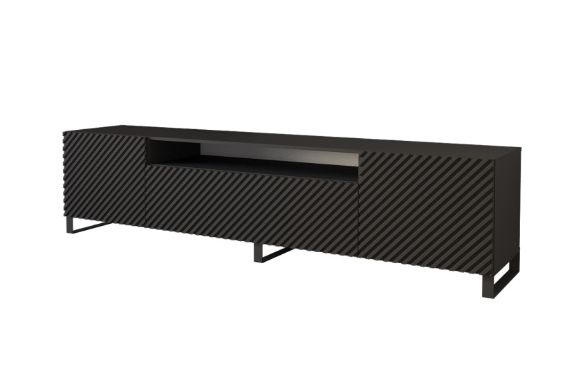 Szafka RTV z frezowanymi frontami stojąca ZENO-S - 200x53x41 cm - Czarny 461581