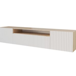 Szafka RTV z frezowanymi frontami wisząca KITO-W – 200x40x41 cm – Biały 644199 Szafka RTV z frezowanymi frontami wisząca KITO-W – 200x40x41 cm – Biały 644199