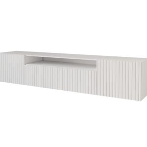 Szafka RTV z frezowanymi frontami wisząca KITO-W – 200x40x41 cm – Biały 644262 Szafka RTV z frezowanymi frontami wisząca KITO-W – 200x40x41 cm – Biały 644262