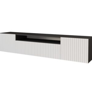 Szafka RTV z frezowanymi frontami wisząca KITO-W – 200x40x41 cm – Biały 644163 Szafka RTV z frezowanymi frontami wisząca KITO-W – 200x40x41 cm – Biały 644163