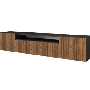 Szafka RTV z frezowanymi frontami wisząca KITO-W – 200x40x41 cm – Brązowy 644186 Szafka RTV z frezowanymi frontami wisząca KITO-W – 200x40x41 cm – Brązowy 644186