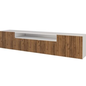 Szafka RTV z frezowanymi frontami wisząca KITO-W – 200x40x41 cm – Brązowy 644117 Szafka RTV z frezowanymi frontami wisząca KITO-W – 200x40x41 cm – Brązowy 644117