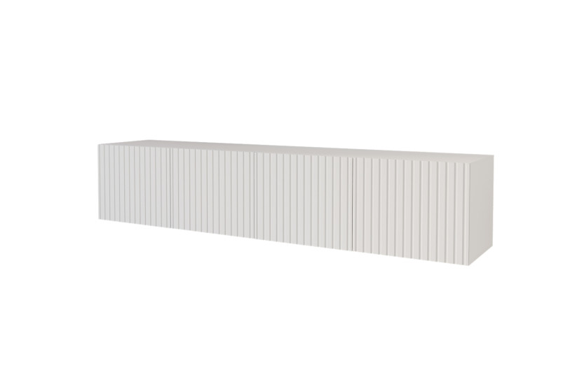 Szafka RTV z frezowanymi frontami wisząca KITO-W - 2x100x40x40 cm - Biały 644143