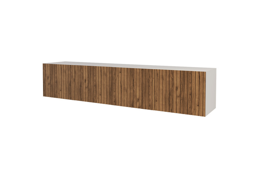 Szafka RTV z frezowanymi frontami wisząca KITO-W - 2x100x40x40 cm - Brązowy 644188