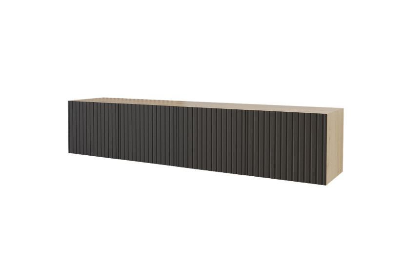 Szafka RTV z frezowanymi frontami wisząca KITO-W - 2x100x40x40 cm - Czarny 644129