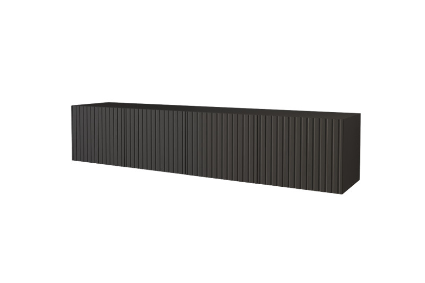 Szafka RTV z frezowanymi frontami wisząca KITO-W - 2x100x40x40 cm - Czarny 644124