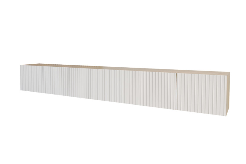 Szafka RTV z frezowanymi frontami wisząca KITO-W - 3x100x40x40 cm - Biały 654079