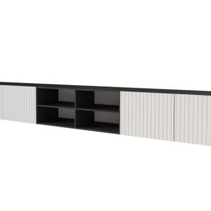 Szafka RTV z frezowanymi frontami wisząca KITO-W – 3x100x40x40 cm – Biały 654094 Szafka RTV z frezowanymi frontami wisząca KITO-W – 3x100x40x40 cm – Biały 654094