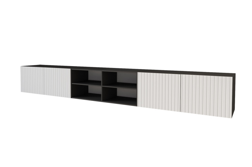 Szafka RTV z frezowanymi frontami wisząca KITO-W - 3x100x40x40 cm - Biały 654094