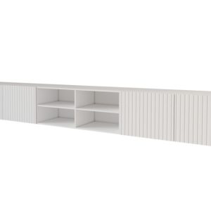 Szafka RTV z frezowanymi frontami wisząca KITO-W – 3x100x40x40 cm – Biały 654073 Szafka RTV z frezowanymi frontami wisząca KITO-W – 3x100x40x40 cm – Biały 654073