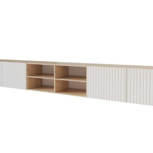 Szafka RTV z frezowanymi frontami wisząca KITO-W – 3x100x40x40 cm – Biały 654105 Szafka RTV z frezowanymi frontami wisząca KITO-W – 3x100x40x40 cm – Biały 654105