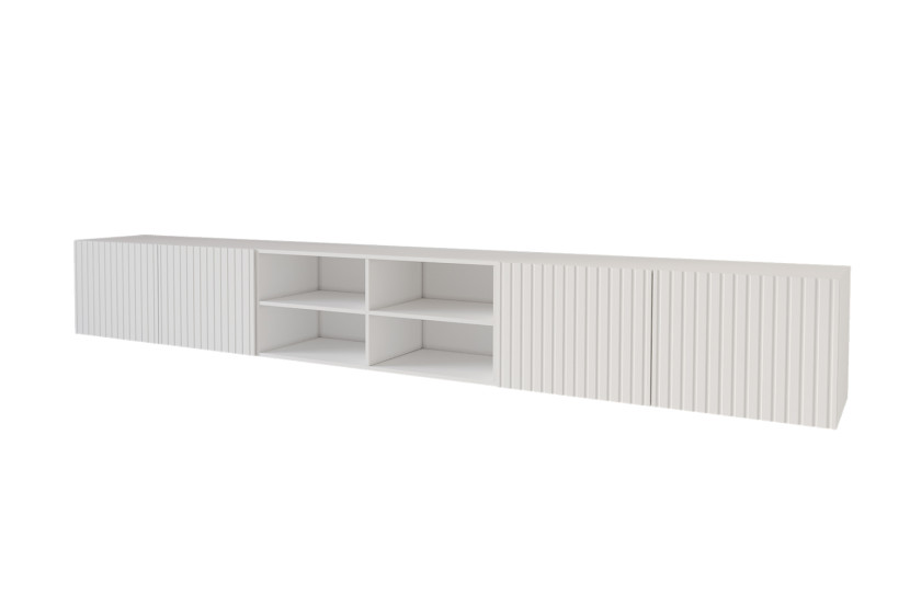 Szafka RTV z frezowanymi frontami wisząca KITO-W - 3x100x40x40 cm - Biały 654073