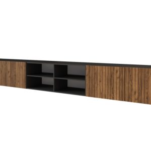 Szafka RTV z frezowanymi frontami wisząca KITO-W – 3x100x40x40 cm – Brązowy 654108 Szafka RTV z frezowanymi frontami wisząca KITO-W – 3x100x40x40 cm – Brązowy 654108