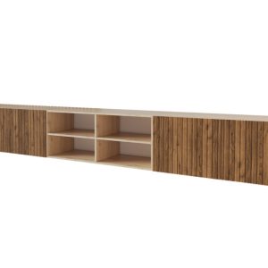 Szafka RTV z frezowanymi frontami wisząca KITO-W – 3x100x40x40 cm – Brązowy 654110 Szafka RTV z frezowanymi frontami wisząca KITO-W – 3x100x40x40 cm – Brązowy 654110