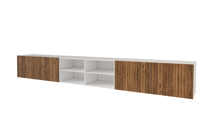 Szafka RTV z frezowanymi frontami wisząca KITO-W - 3x100x40x40 cm - Brązowy 654071