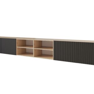 Szafka RTV z frezowanymi frontami wisząca KITO-W – 3x100x40x40 cm – Czarny 654099 Szafka RTV z frezowanymi frontami wisząca KITO-W – 3x100x40x40 cm – Czarny 654099