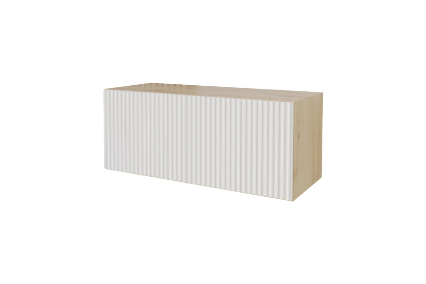 Szafka RTV z frezowanymi frontami wisząca NOA-2-W - 100x40x40 cm - Biały 644224