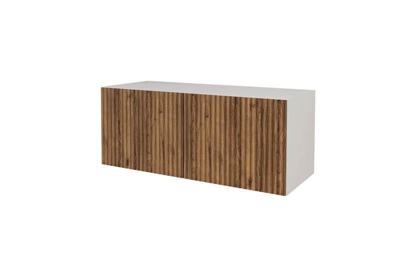 Szafka RTV z frezowanymi frontami wisząca NOA-2-W - 100x40x40 cm - Brązowy 644209
