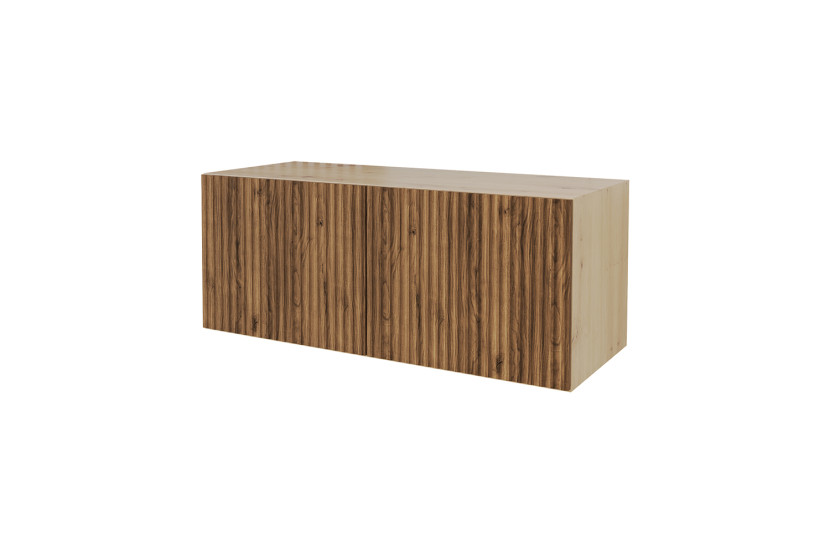 Szafka RTV z frezowanymi frontami wisząca NOA-2-W - 100x40x40 cm - Brązowy 644118