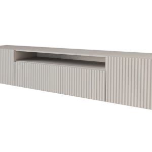 Szafka RTV z frezowanymi frontami wisząca NOA-2-W – 200x40x41 cm – Beżowy 644236 Szafka RTV z frezowanymi frontami wisząca NOA-2-W – 200x40x41 cm – Beżowy 644236