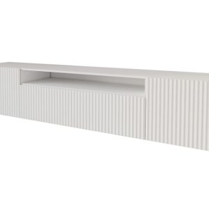 Szafka RTV z frezowanymi frontami wisząca NOA-2-W – 200x40x41 cm – Biały 644241 Szafka RTV z frezowanymi frontami wisząca NOA-2-W – 200x40x41 cm – Biały 644241