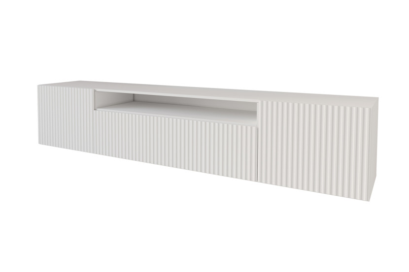 Szafka RTV z frezowanymi frontami wisząca NOA-2-W - 200x40x41 cm - Biały 644241